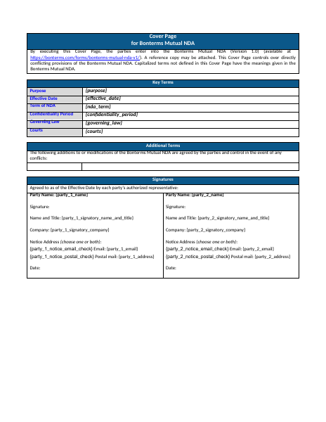 Mutual NDA template preview