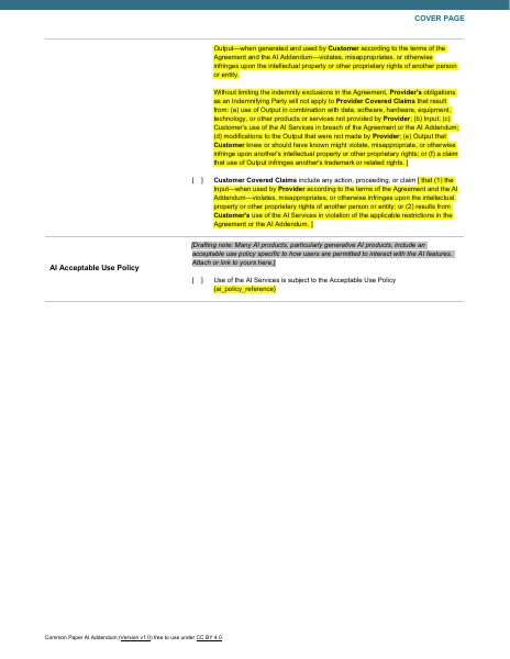 AI Addendum In-App template preview