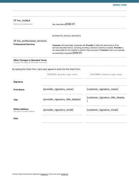 Cloud Service Agreement template preview