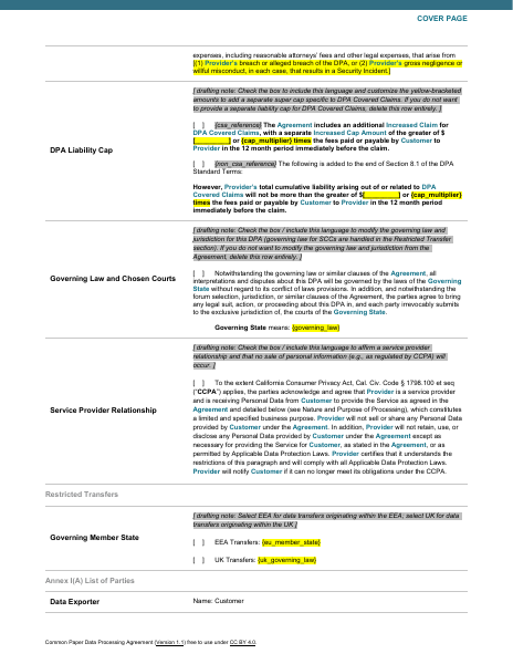 Data Processing Agreement template preview