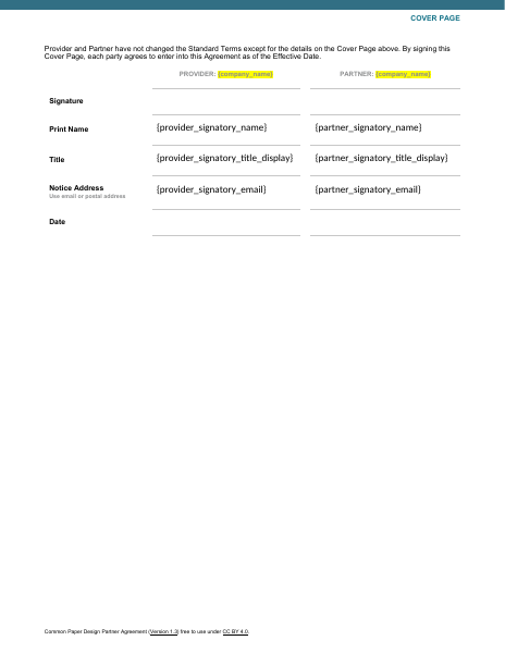 Design Partner Agreement template preview