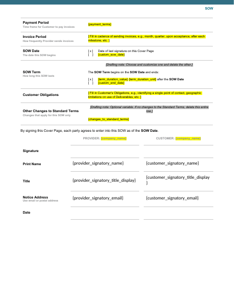 Statement of Work template preview